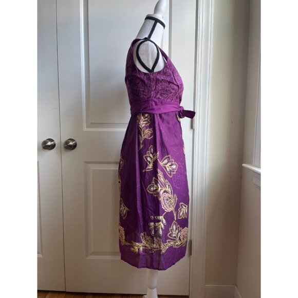 Esprit Collection Purple Embroidered Wrap Dress - Size 10 - Picture 4 of 8